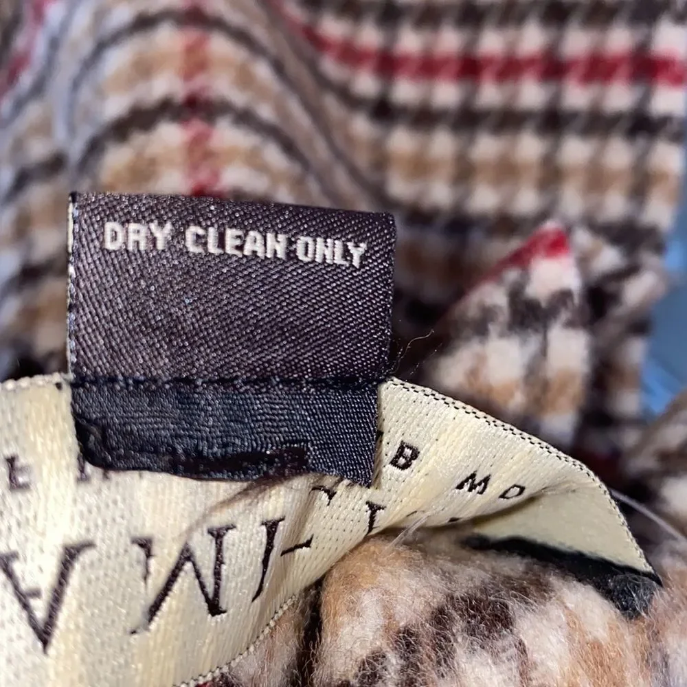 AMICALE Lambswool Tan Plaid Scarf